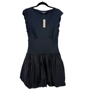 J.Crew Black Mixed Media Bubble Hem Mini Dress CI887 Sleeveless MT Tall NEW